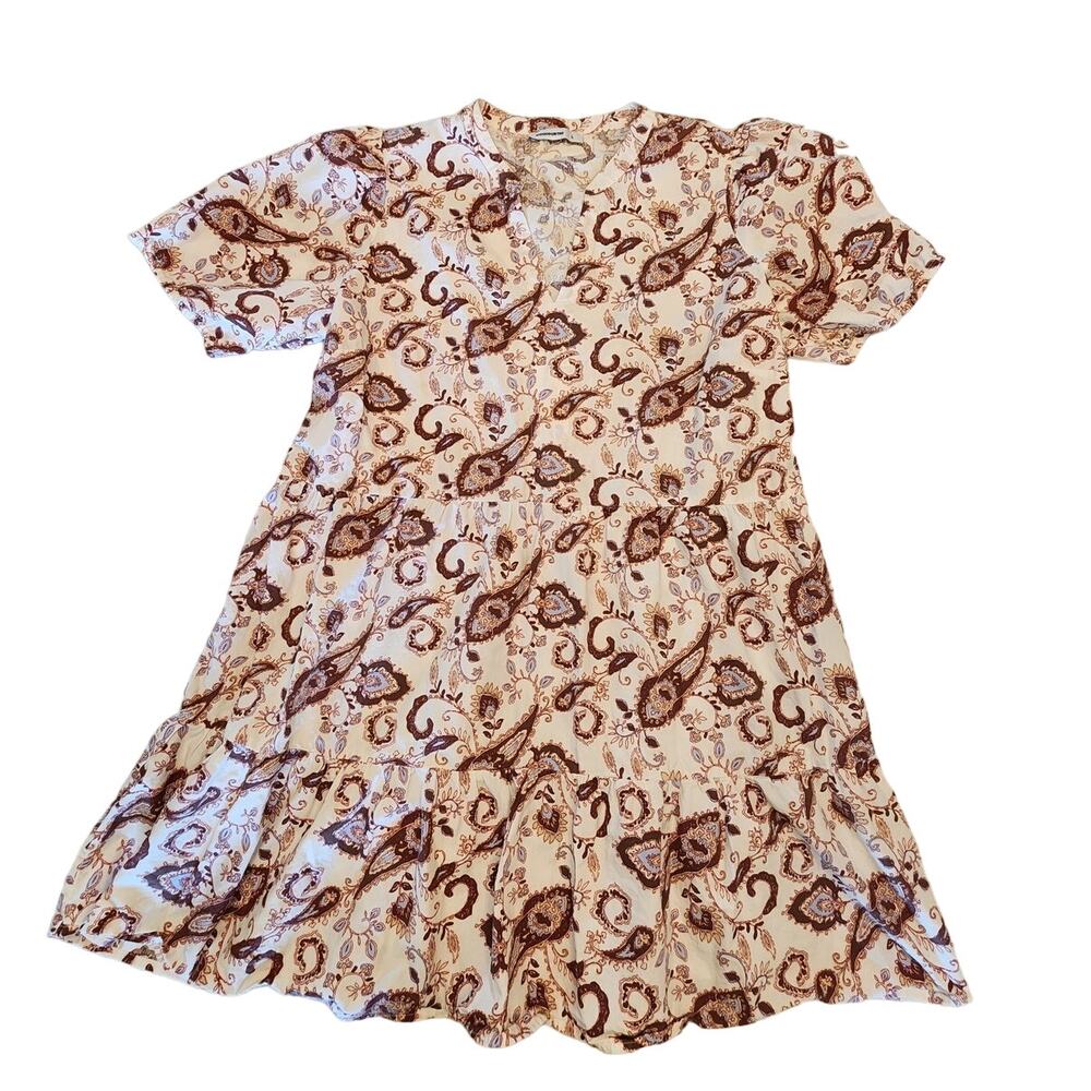 Woolworths Women's SZ Large Short Tiered Dress Paisley Lightweight